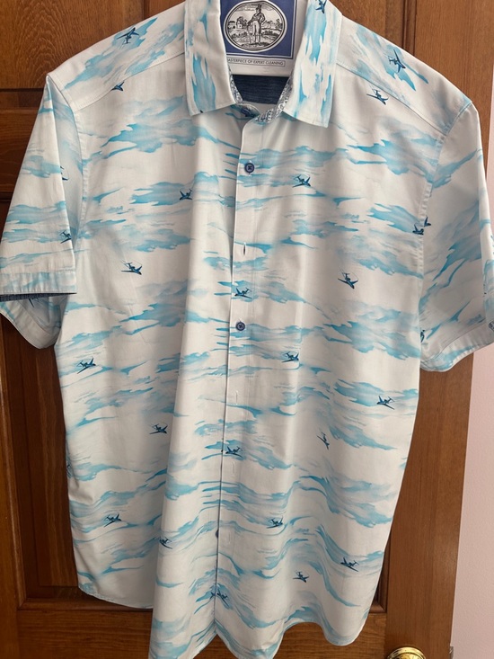 Robert Graham Other - Light Blue Cloud-Print Short Sleeve Men’s Shirt